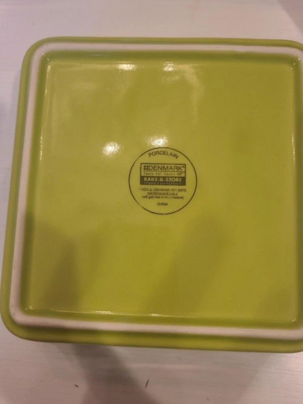 Denmark Tools Lime Green Square Porcelain Baking Dish from Bake-&-Store